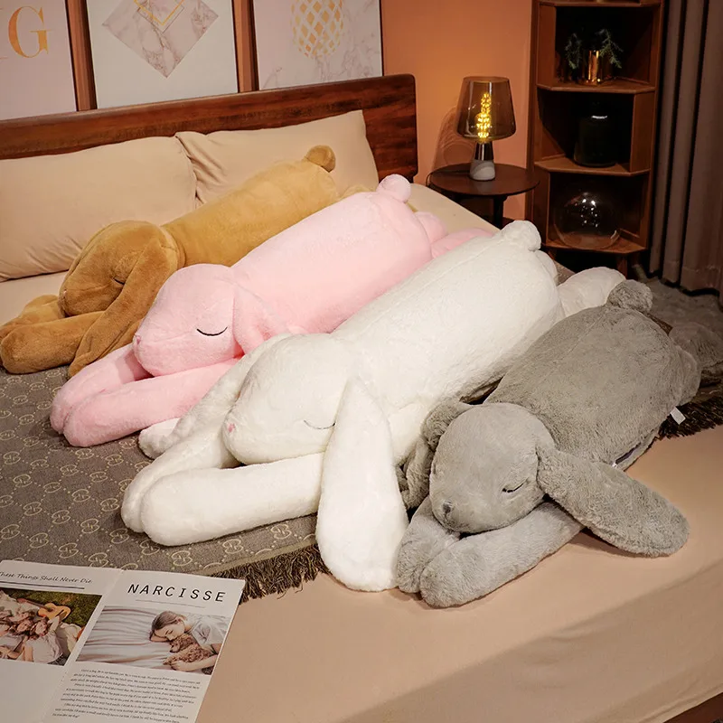 

1PC 4 Kinds Colors 90/120CM Kawaii Cute Rabbit Lying Long Ear Bright Eyes Fat Fullfil Bunny Decompression Plush Backrest Gifts
