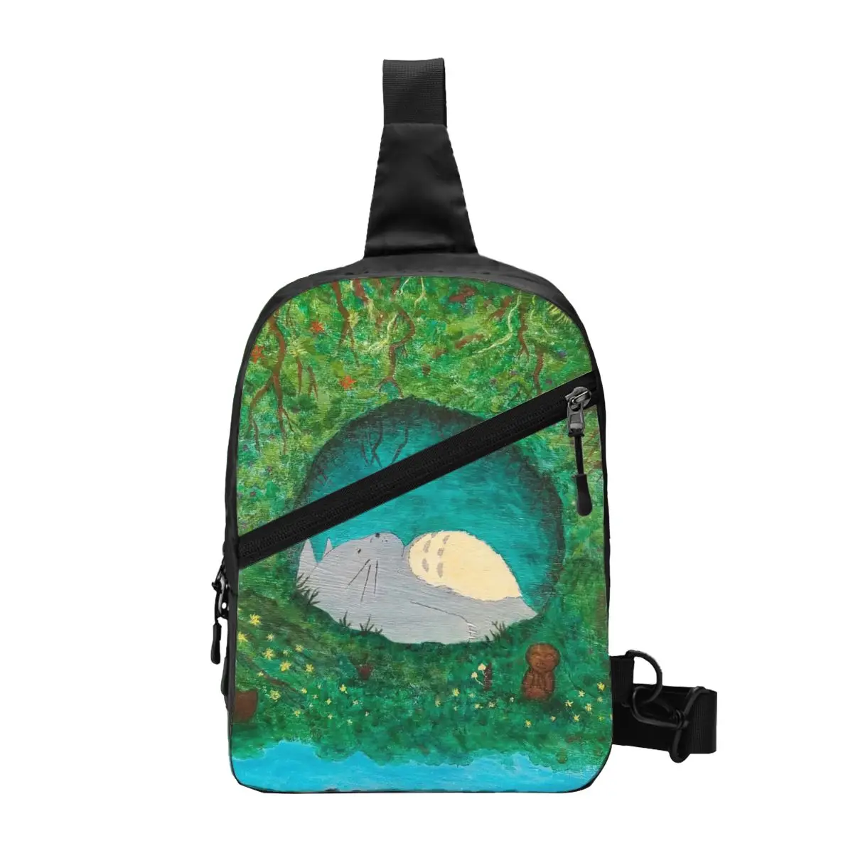 

My Neighbor Totoro Sleeping Forest Crossbody Bag Men Miyazaki Hayao Anime Hiking Chest Bags Leisure Business Outdoor Small Bag