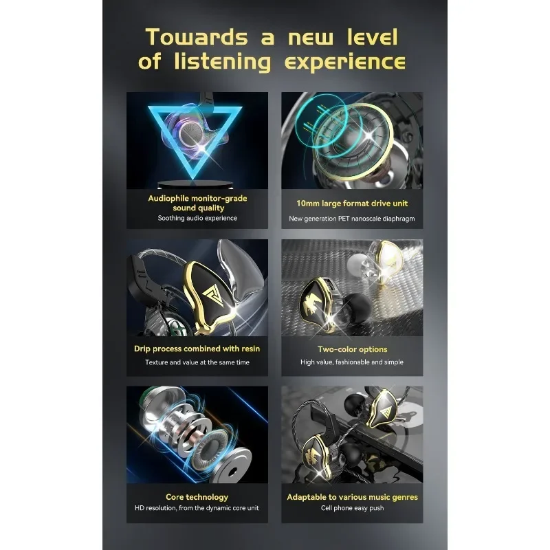 QKZ AK6 Ares динамические наушники HIFI музыкальные спортивные наушники-вкладыши