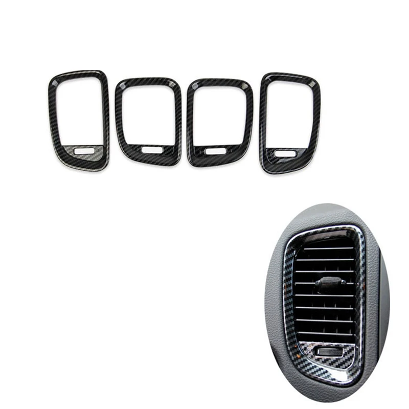 

4Pcs Car Carbon Fiber Dashboard Side Air Vent Housing Outlet Frame Decorative Cover Trim For Dodge Durango 2014-2022