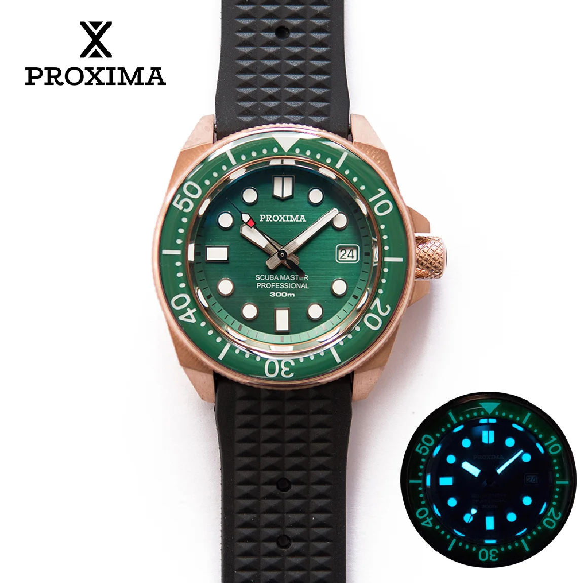 

Proxima PX1685-LSHW Automatic Mechanical Watches For Men Green Dial Bronze CUSN8 Luxury Brand SW200/PT5000 Movement 30 Bar