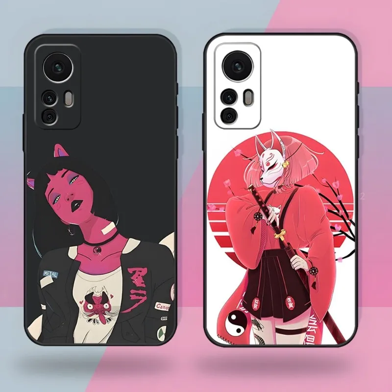 

Чехол для телефона в японском стиле с аниме-девушкой для Xiaomi 13 12 11 9T 9 8 11T 9SE 11i Lite Ultra Note10 Poco F3 M4 M3 X4 GT Pro, чехол