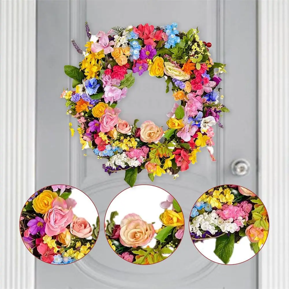 

Decorative Door Wreath,Silk Flower Peony Head Flower Wreath 40cm Handmade Garland for Autumn Winter Outdoor Display Red