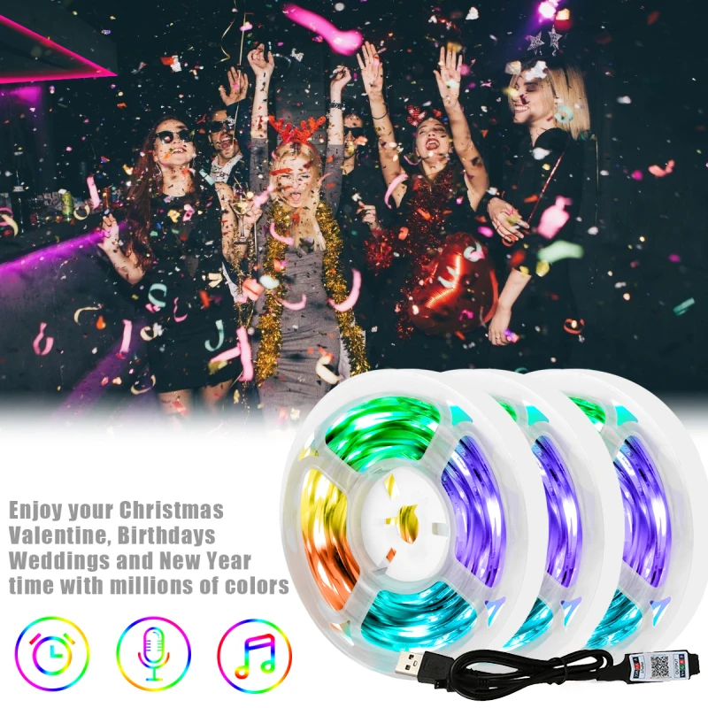 

Светодиодная ленсветильник RGB SMD5050, гибкая лампа с диодами, питание от USB, 5 м, 10 м, подсветильник для настольного экрана телевизора с управлен...