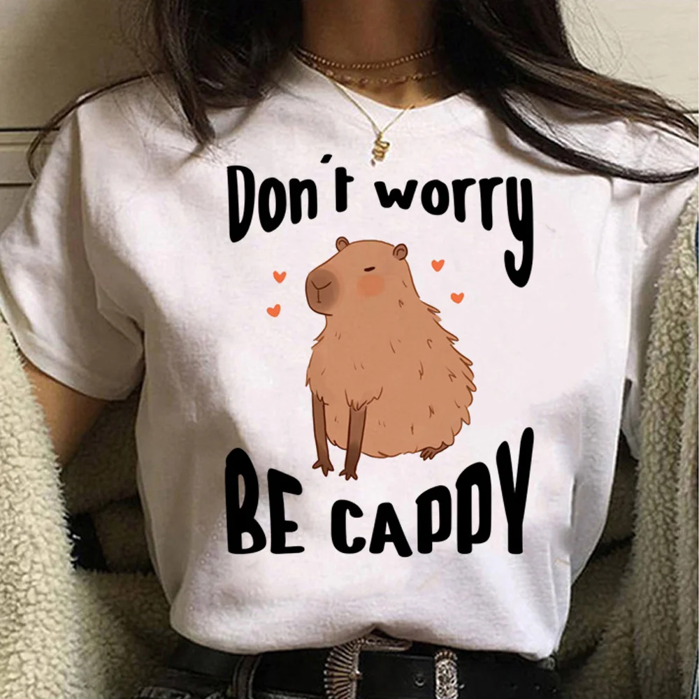 

Capybara top women streetwear funny designer Tee girl comic graphic Japanese clothes