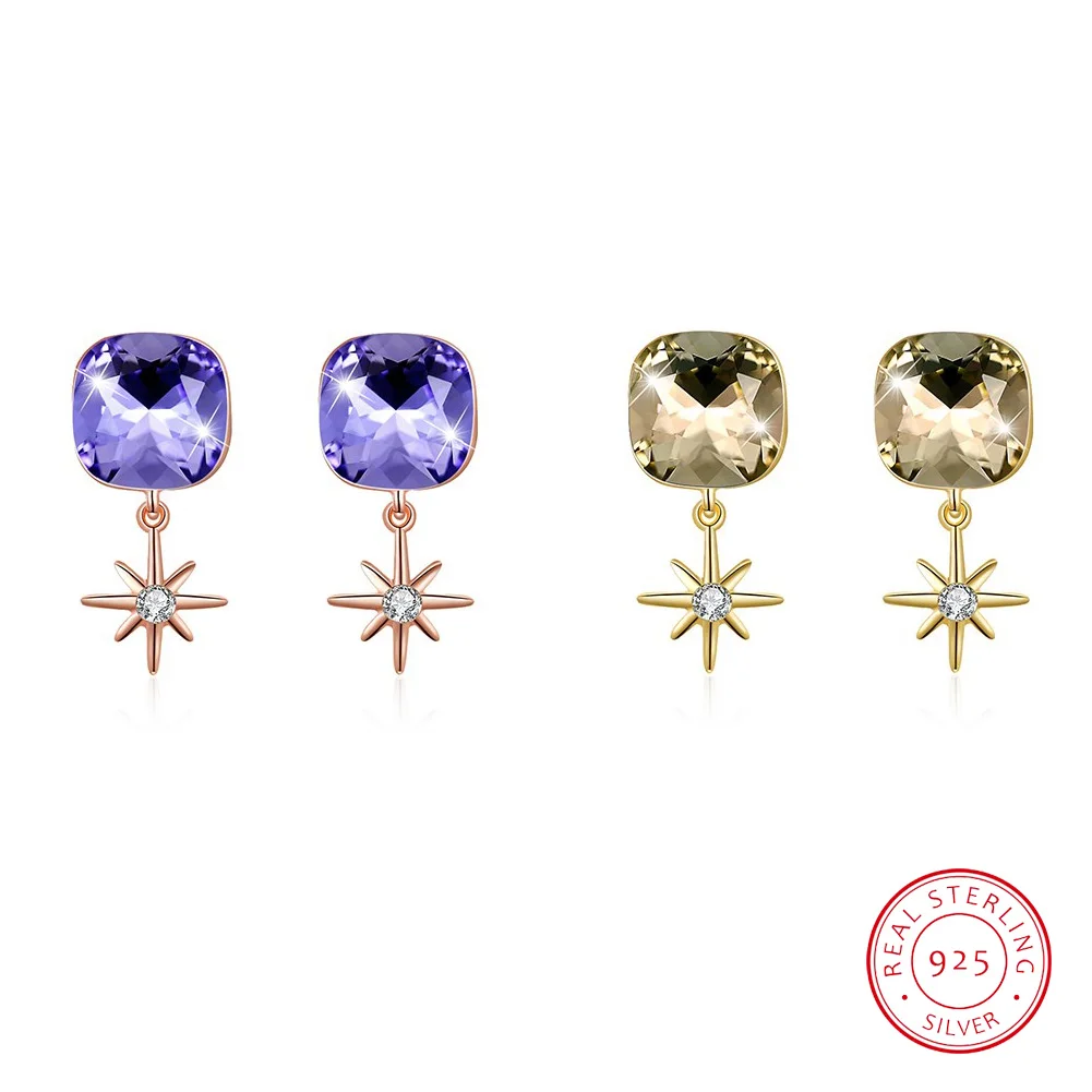 

925 Sterling Silver Earrings Sparkling Crystal Stud Earrings for Women Birthday Valentine's Day Anniversary Fine Gift Jewelry