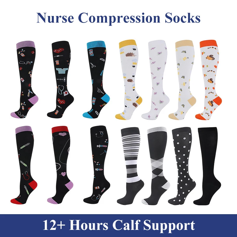 

Медицинские компрессионные носки для медсестер, чулки для кормления, чулки для медсестер и врачей, градуированное давление, Медицинские носки для верховой езды 20-30 мм рт. Ст.