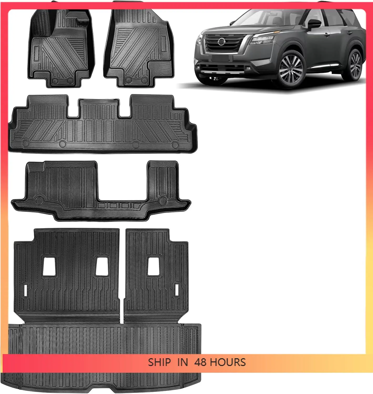 

Новый напольный коврик, коврик для спинки багажника, совместимый с Nissan 2025 2024-2022 Pathfinder (8 сиденьев)/Infiniti QX60 (7 мест) 2022 20