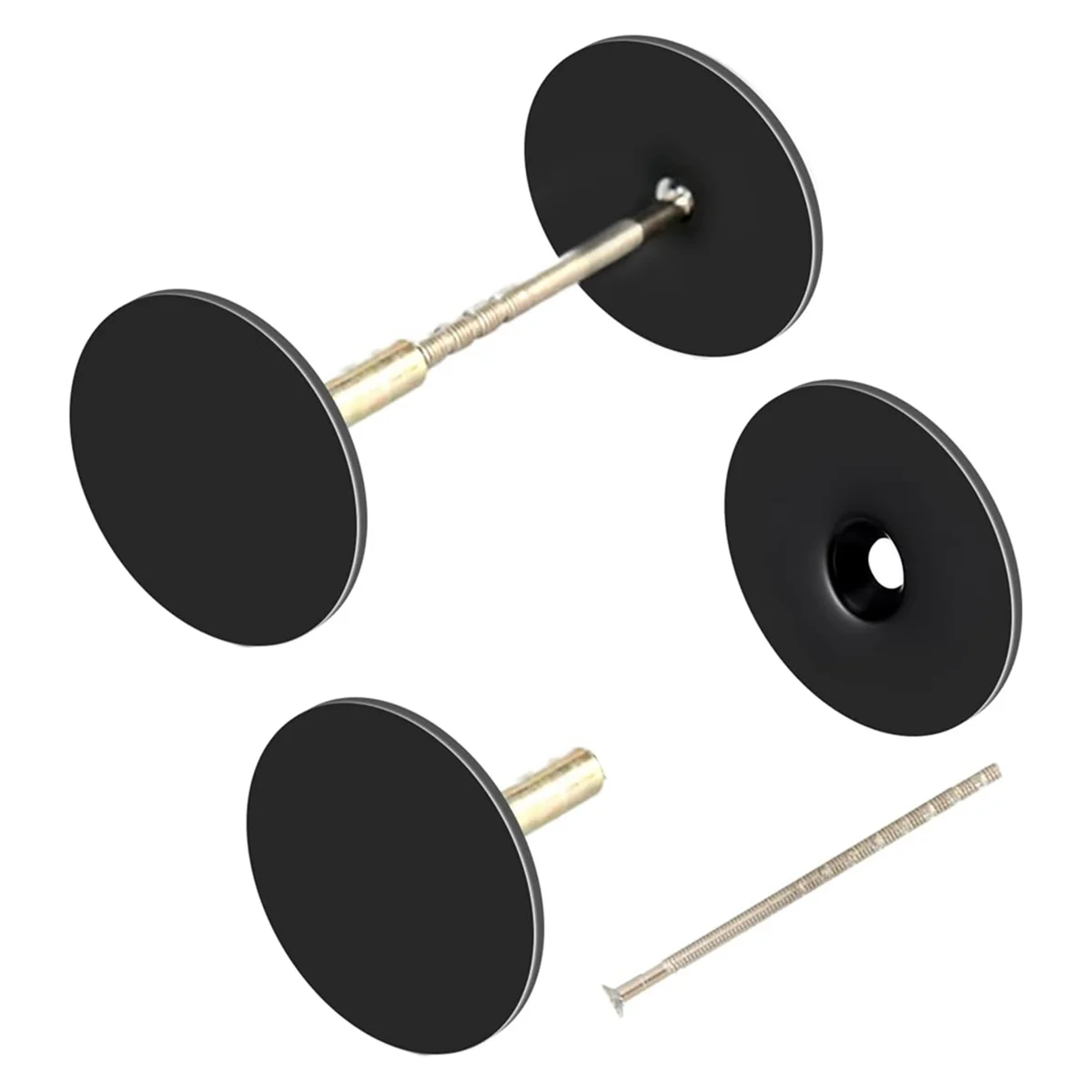 2 Pack Door Hole Cover Plate Knob Handle Filler Metal Connecting Screws Deadbolt (Black)