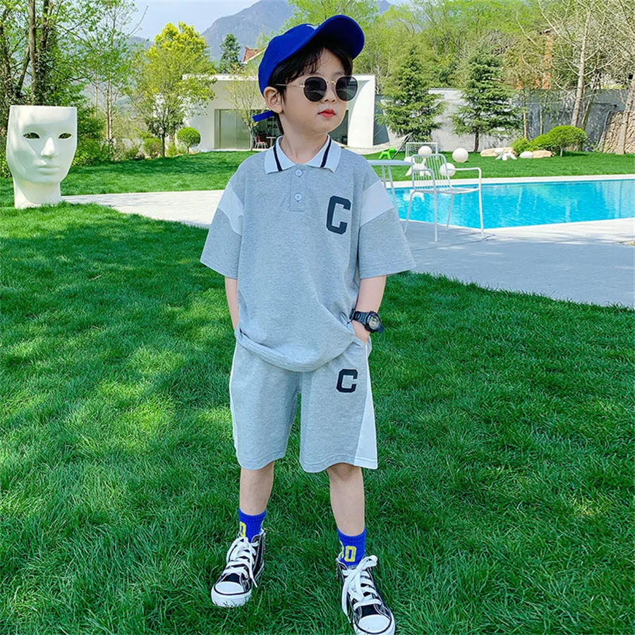 

Рубашка-поло и шорты для мальчиков, из хлопка, с отложным воротником