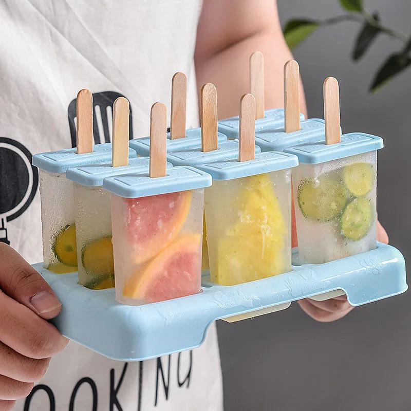 

Newest Arrival Ice Cream Mold 9 Ice Popsicle Mold Set Reusable Ice Cream Mold with Stick ans Lid Creative Kitchen Tool