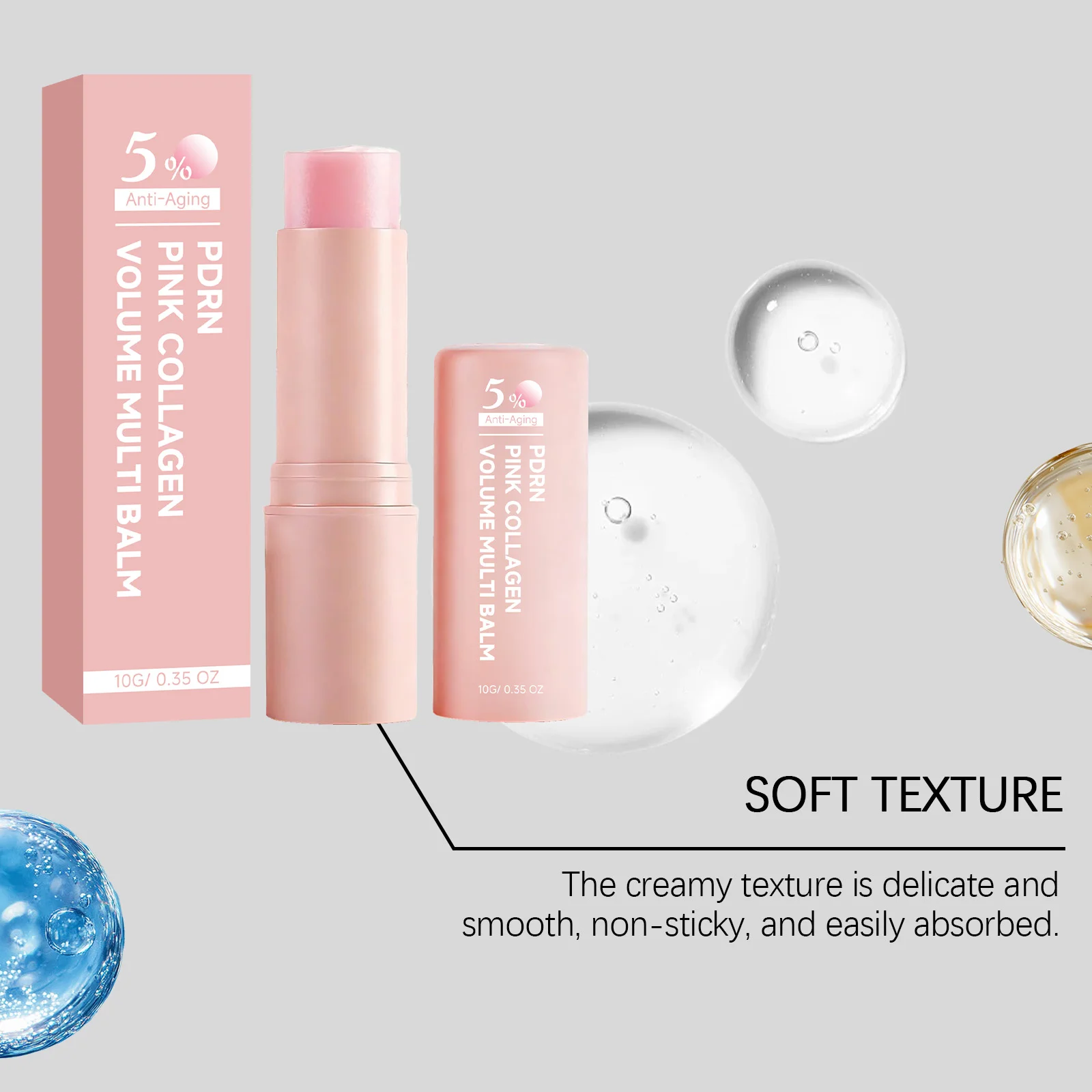 Фото Бальзам-стик PDRN Pink Collagen Multi Volume: против морщин, для упругости кожи, улучшения тонуса, выравнивания цвета лица, омоложения кожи. №5