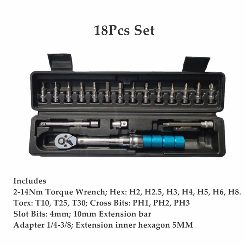 Динамометрический ключ для велосипедов и мотоциклов 1/4 дюйма 2-15 Нм