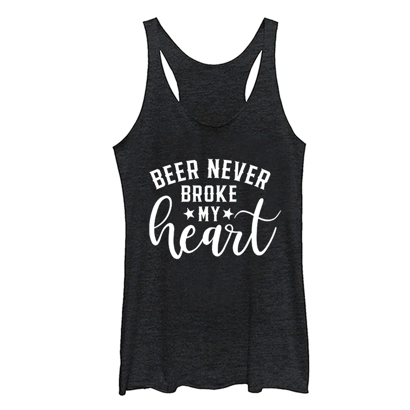 

Beer Never Broke My Heart Shirt Country Womens Tops Country Music Tank Top Women Letter Casual Women Clothing Cute