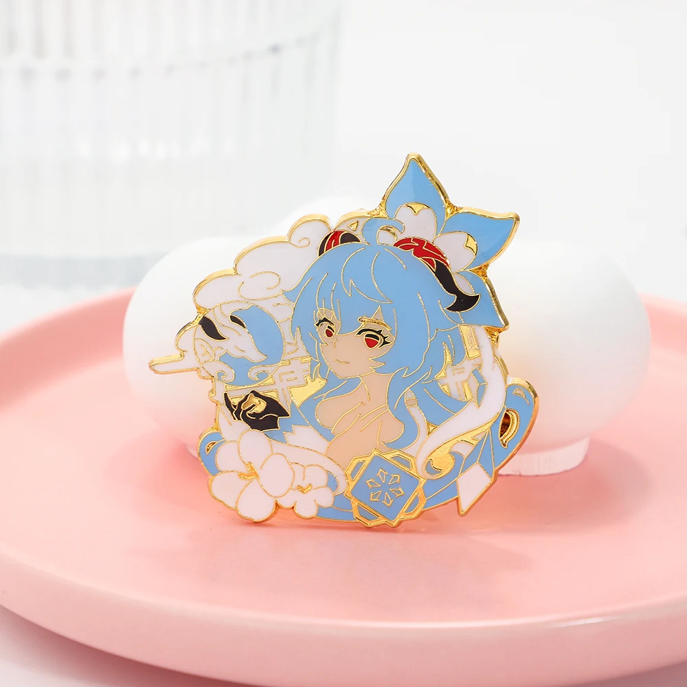 Аниме брошь Game Genshin Impact Мультяшные булавки для лацканов женщин украшение рюкзака