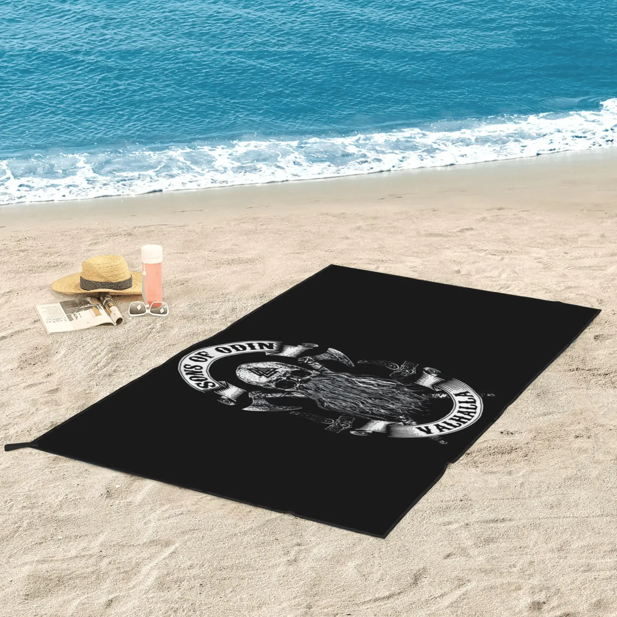 Фото Пляжное полотенце See You In Valhalla Skull Viking из мягкой микрофибры, быстросохнущее, впитывающее, для плавания №3