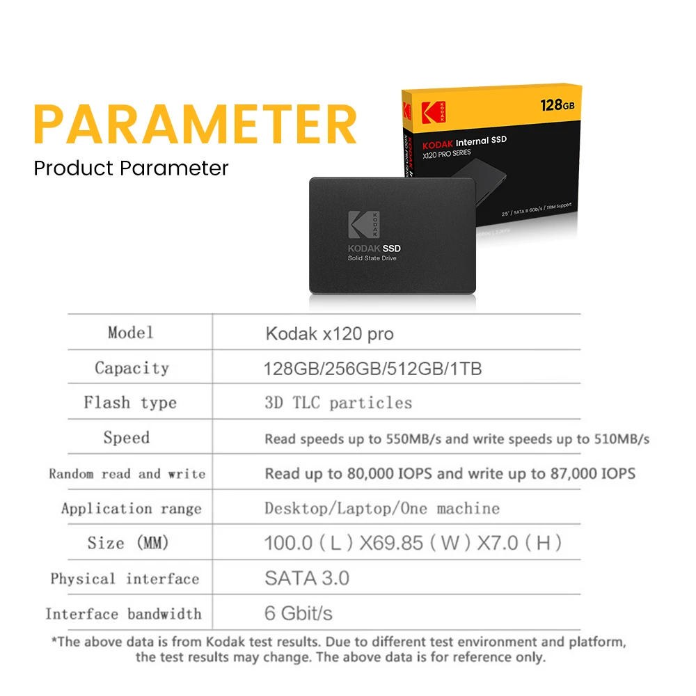 Фото Внутренний твердотельный накопитель Kodak, SATA3, 2,5 дюйма, X120 Pro, 1 ТБ, 512 ГБ, 256 ГБ, 128 ГБ, высокоскоростной жесткий диск 550 Мб/с для ноутбука и настоль... №5