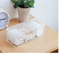 Acrylic material transparent cosmetic storage box three-color cotton swabs cosmetic cotton desktop storage box with lid creative