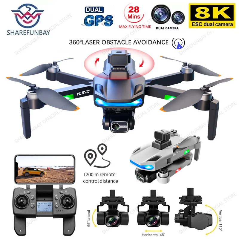 2022 NEW S135 MAX GPS Drone 4K Professional Dual HD Camera 3-Axis Gimbal FPV Aerial Photography Brushless Motor Quadcopter Toys