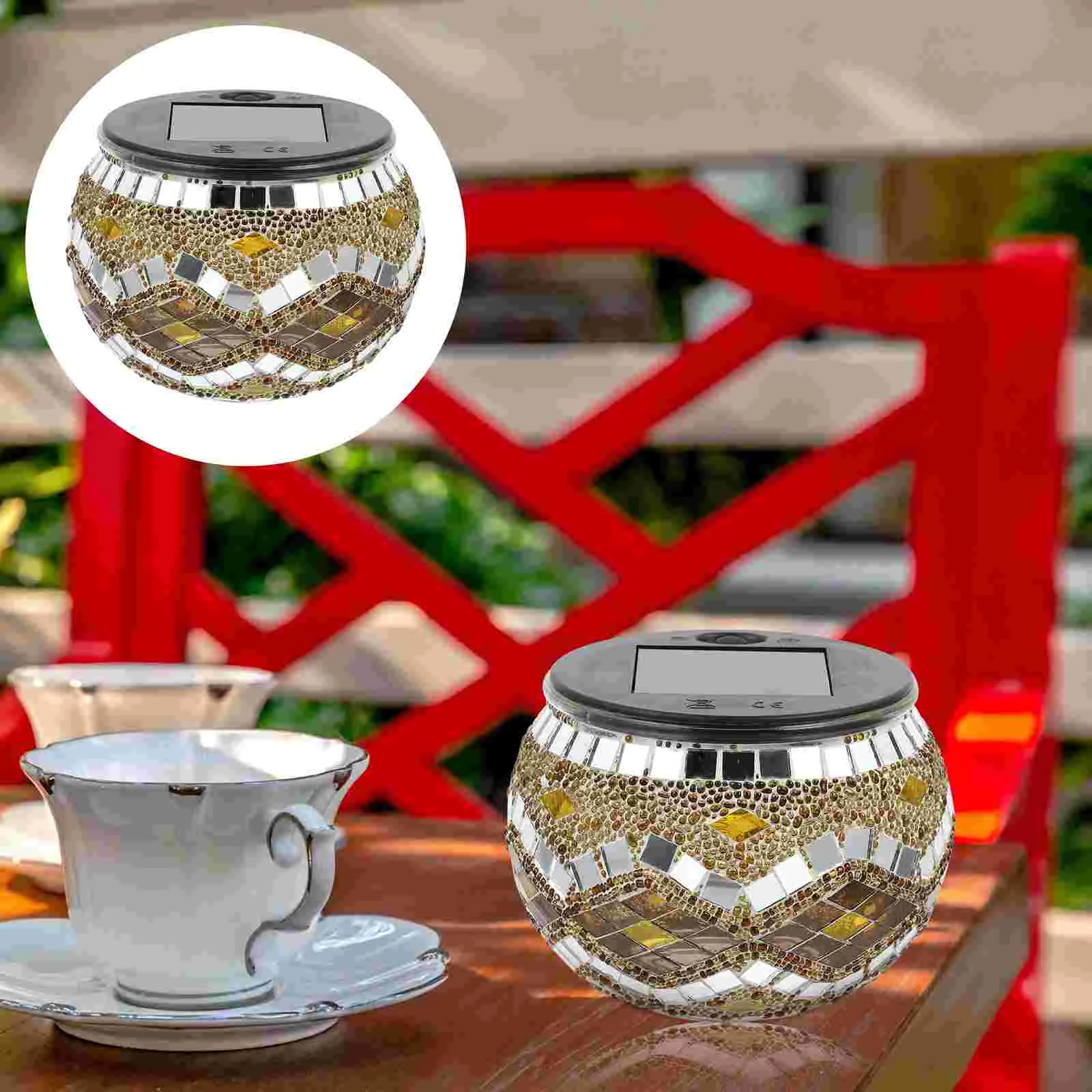 

Light Solar Mosaic Lights Powered Outdoor Lamp Decorative Led Garden Lantern Weatherproof Lawn Solar panel
