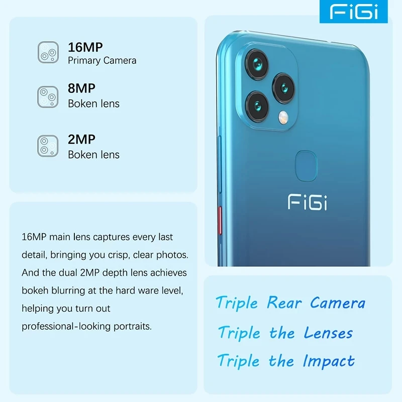 FIGI Note 1 Lite Global Version 4G Smartphones 4GB 64GB Android 11 16MP Triple Cameras Octa Core Mobile Phone 4500mAh  Cellphone