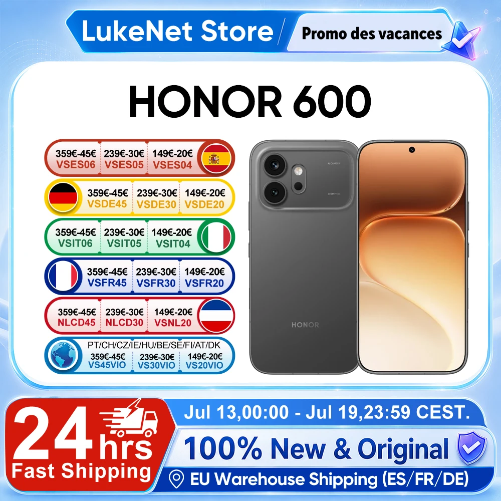 HONOR 600 5G Smartphone EU Version 200MP AI Ultra Night Camera 6400mAh Snapdragon 7 Gen4 AI Button 6.57