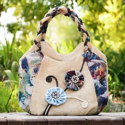 

New coming national string appliques small women shopping handbags!Nice multi prints lady Day clutches Top Bohemian Canvas bags