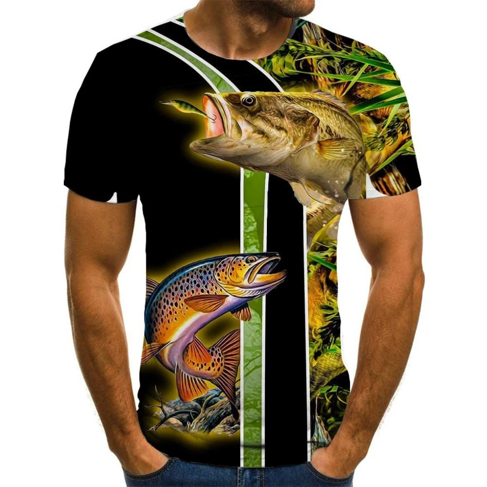 

3D Fish T-shirt Men Animal Tshirts Casual Hip Hop Funny T shirts Mens Clothing Hip hop New Slim O-Neck3D Fish T-shirt Men Animal