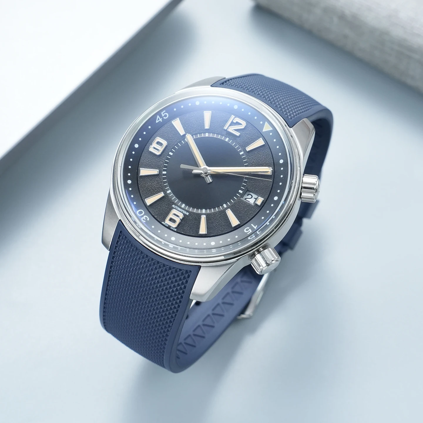 Фото Сменный ремешок из фторэластомера (FKM) с застежкой-бабочкой для Jaeger-LeCoultre Polaris, водонепроницаемый дайверский ремешок 21 мм для мужчин №3