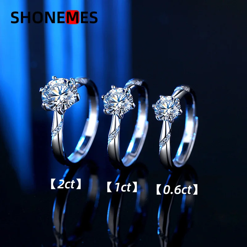 

Женские кольца с бриллиантом ShoneMes, регулируемое кольцо из серебра 925 пробы с муассанитом карат, подарочное Ювелирное Украшение для женщин
