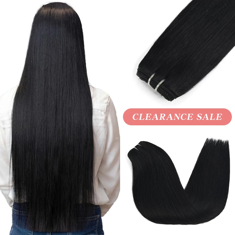 Neitsi Clearance Remy human hair extensions 100g Straight Hair Weave bundles Sew in Wefts black blonde 613