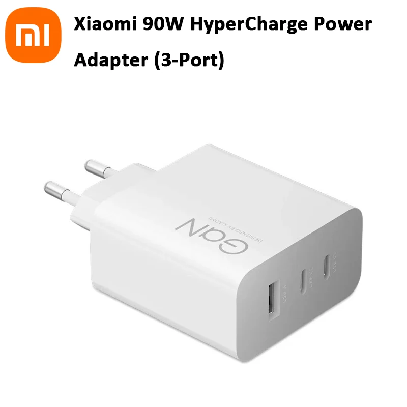 Фото Xiaomi 90W HyperCharge 3-портовый адаптер питания USB-зарядное устройство для быстрой зарядки для электроники №1