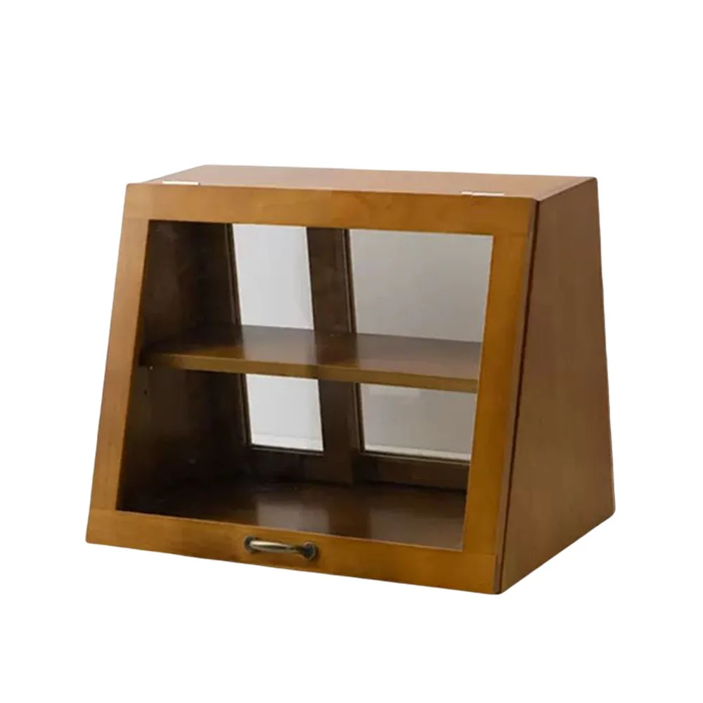 

Solid Wood Storage Box Countertop Coffee Cabinet Water Cup Placing Cabinet Dust Storage Rack Retro Japanese Style Is Simple