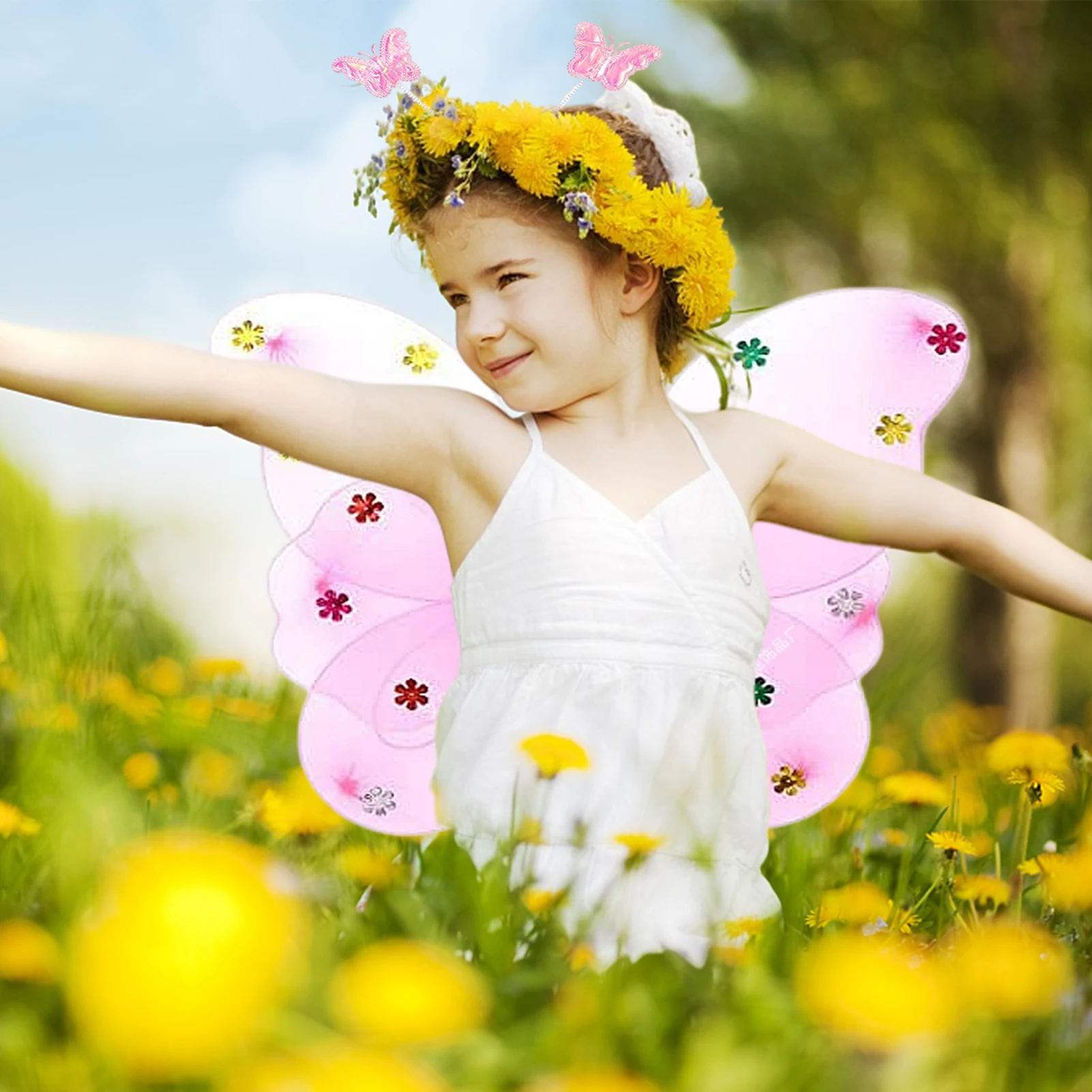 

Butterfly Fairy Wings Set Butterfly Fairy Wings Set Cosplay Party Favors Costume Accessories Princess Set For Girls Age 3-8