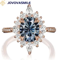 JOVOVASMILE Mossanite Diamond Ring 9*7mm 2carat Dark Grey Oval Cut 18k Rose Gold Beautiful Romantic Woman Wedding Jewelry