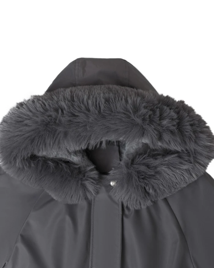 Женское пальто повседневное однотонное с пышной отделкой куртка капюшоном и