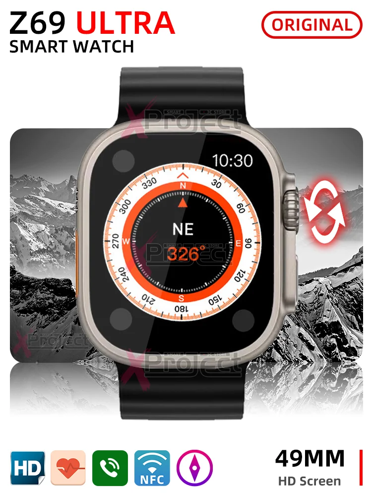

Z69 Ultra Smart Watch Compass 49MM Series 8 NFC Fitness Tracker Game Bluetooth Call Smartwatch Men Women pk ZW8 DT8 H11 N8 Ultra