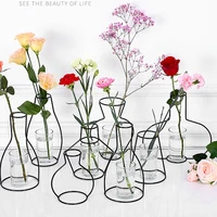 black retro iron line table flowers vases nordic decoration home metal plant holder nordic styles flower vase home decor 6 shape