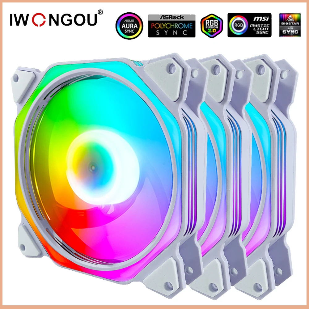 

IWONGOU 120mm led ARGB PC Case Cooling Fans 5v3pin/4pin pwm Computer Housing Coolers Fan 12cm Aura Sync Quiet System