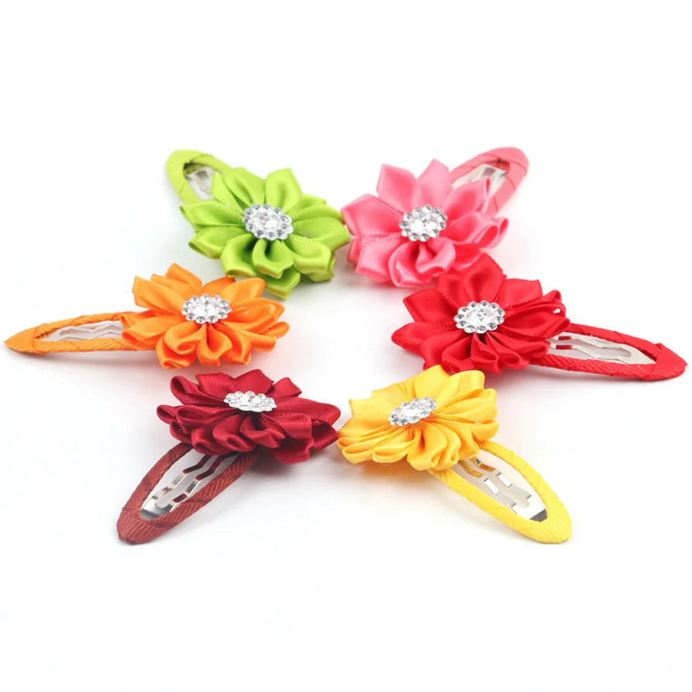 

10pcs Kids Hairpin Flower Rhinestone Colorful Hairpin Girl Hairpin Hair Clip for Children