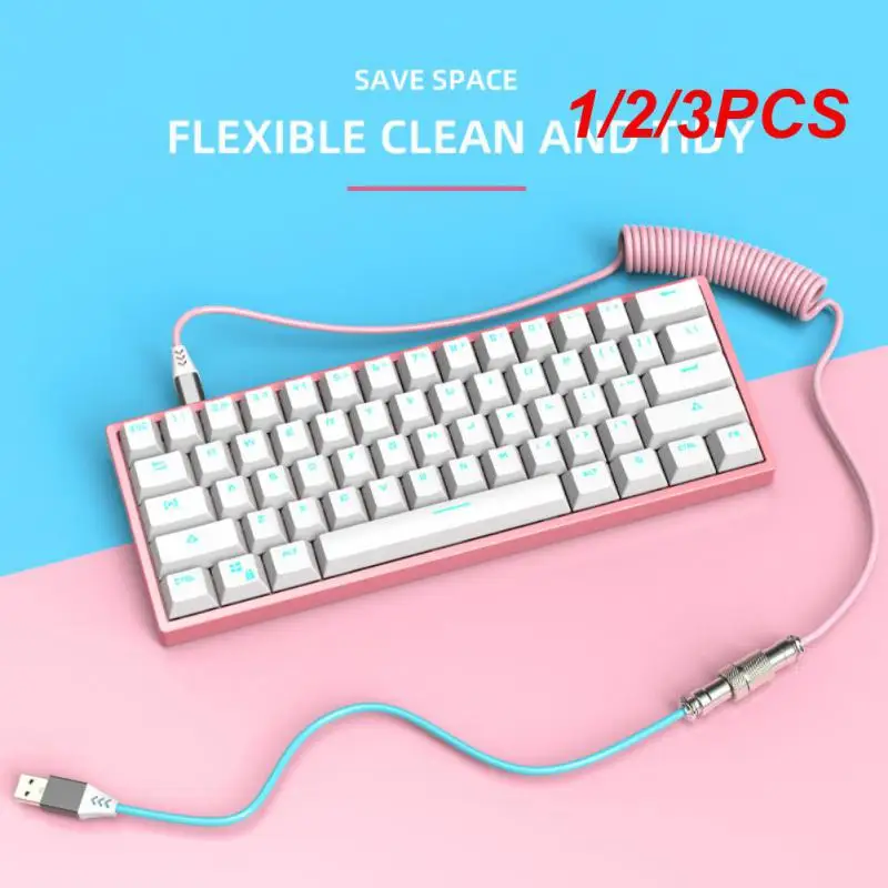 

1/2/3 шт., спиральный USB-кабель для клавиатуры, 2,2 м