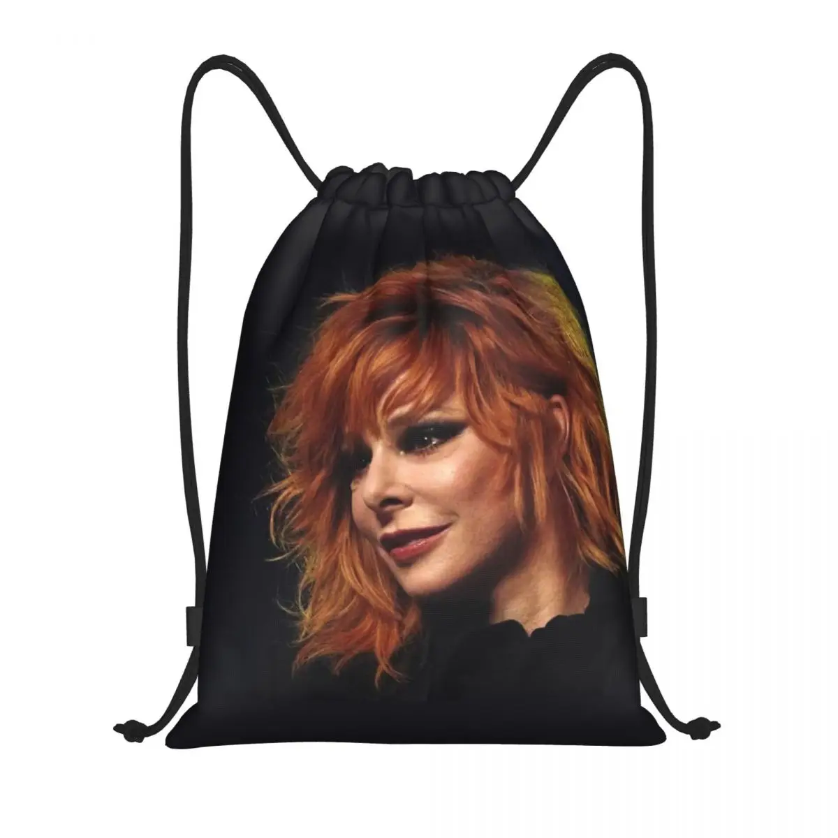 Фото Пользовательские сумки Mylene Farmer на шнурке для тренировок, рюкзаки для йоги, женские и мужские спортивные сумки для спортзала №1
