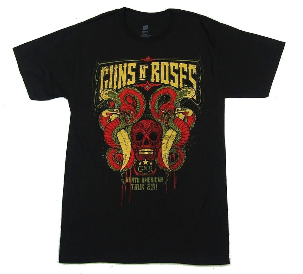 Guns N Roses змеи и череп 2011 Летняя женская черная футболка новая официальная GnR |