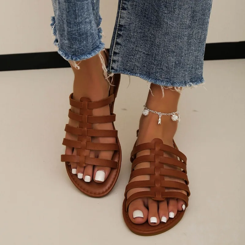 Женские босоножки в винтажном стиле повседневные сандалии для пляжа и отдыха