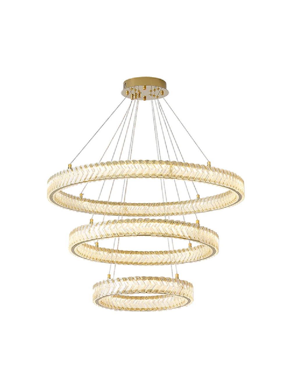 

Dimmable LED Height Adjustable Chandelier 3 Layers Arrow Shaped Crystal Modern Suspension Gold Round Home Decor Lobby