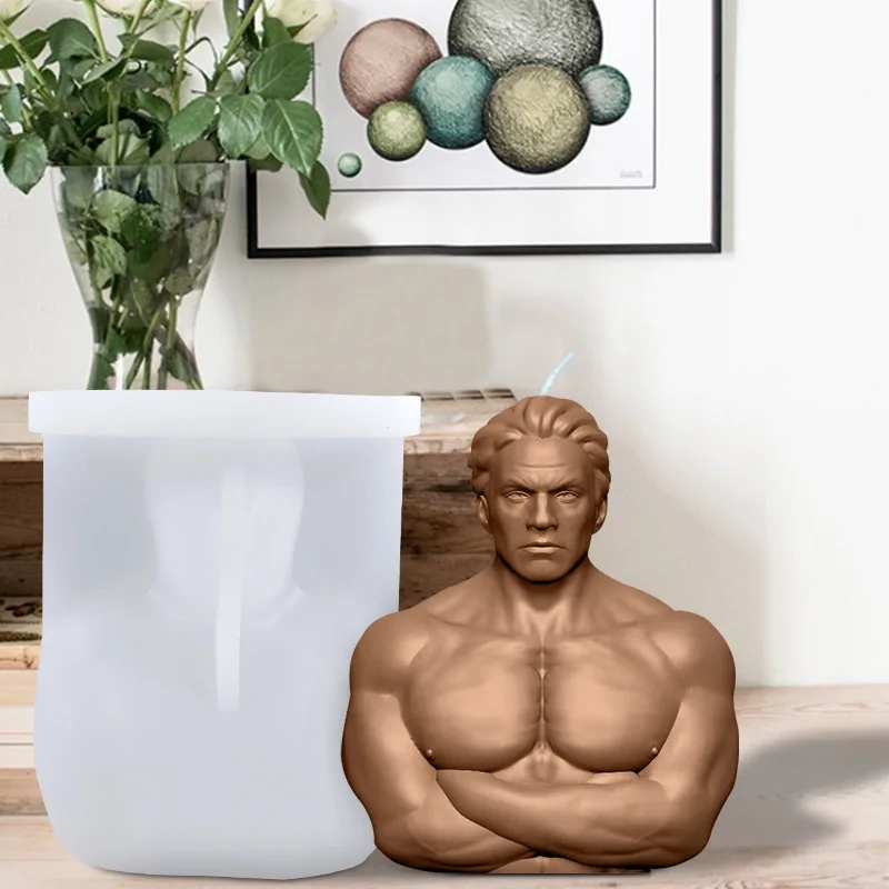3D Strong Muscle Male Body Silicone Mold Resin Wax Melt Soap Clay DIY Candle Molds for Making силиконовые формы |