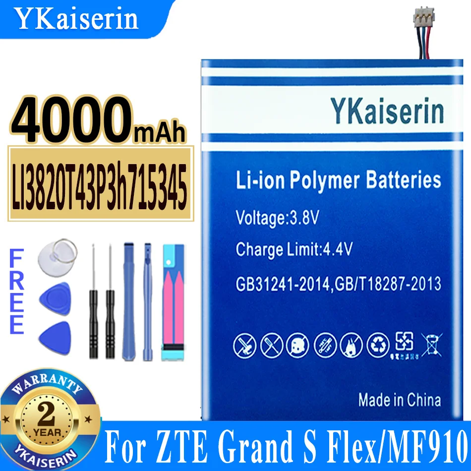 

4000mAh YKaiserin LI3820T43P3h715345 Battery for ZTE MF910 MF910S MF910L MF920 MF920S Replacement Batteries for ZTE Grand S Flex