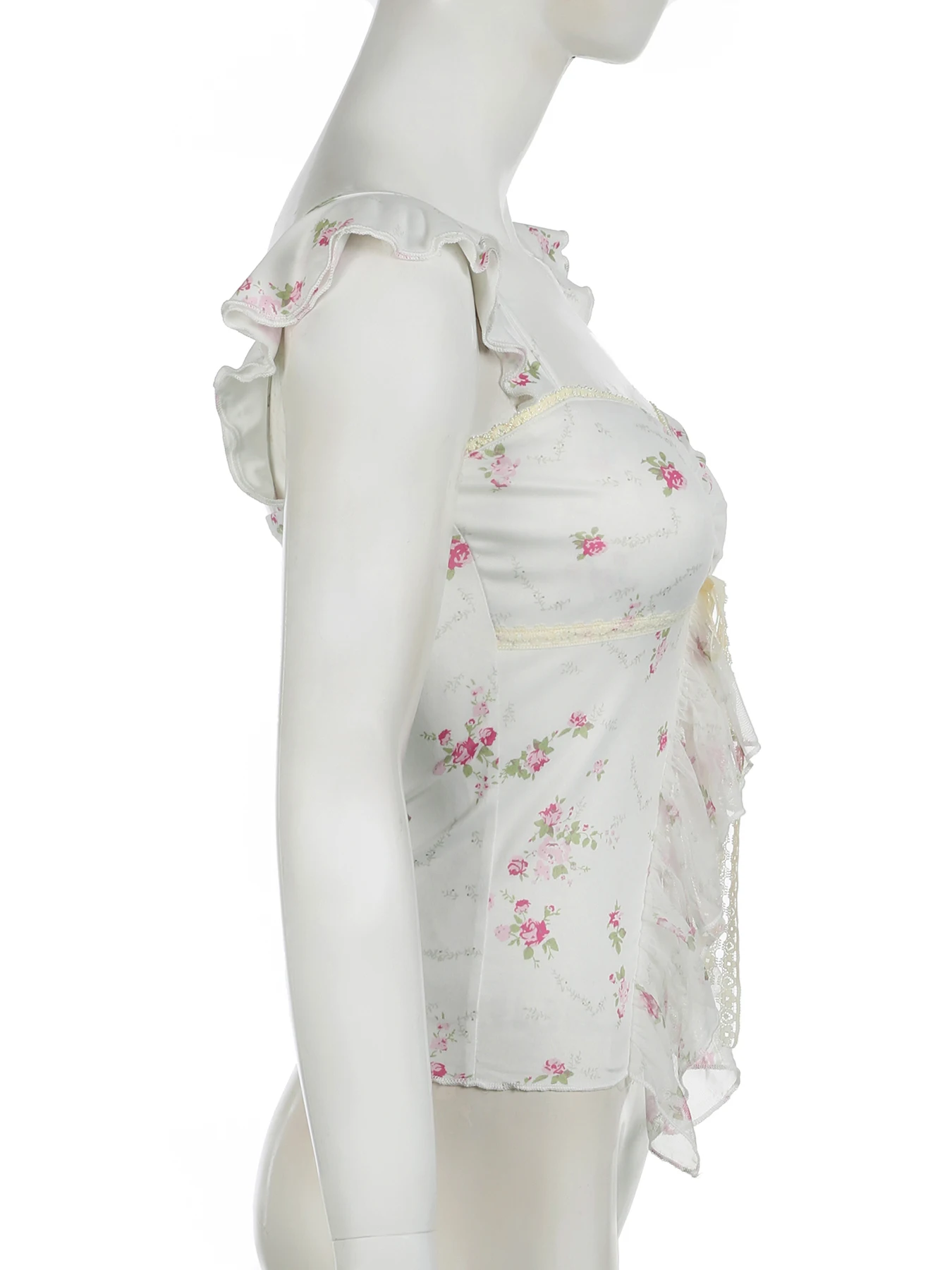 Винтажная женская вязаная майка Rockmore Mika с цветочным принтом без рукавов короткая