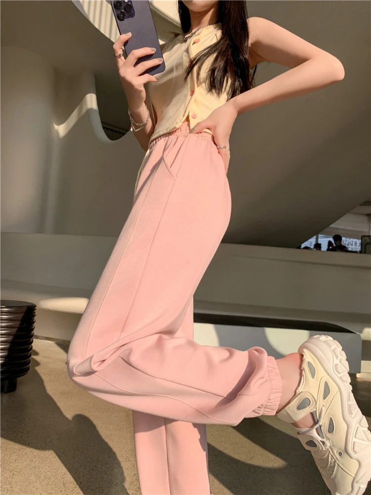 

Women Pants Vintage High Ladies Trousers 2023 Spring/Autumn Loose Female Korean Style Solid Casual Sweatpants Women Streetwear