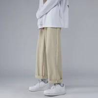 summer cotton casual pants men fashion 3 color wide leg pants men streetwear loose hip hop straight pants mens trousers s 3xl